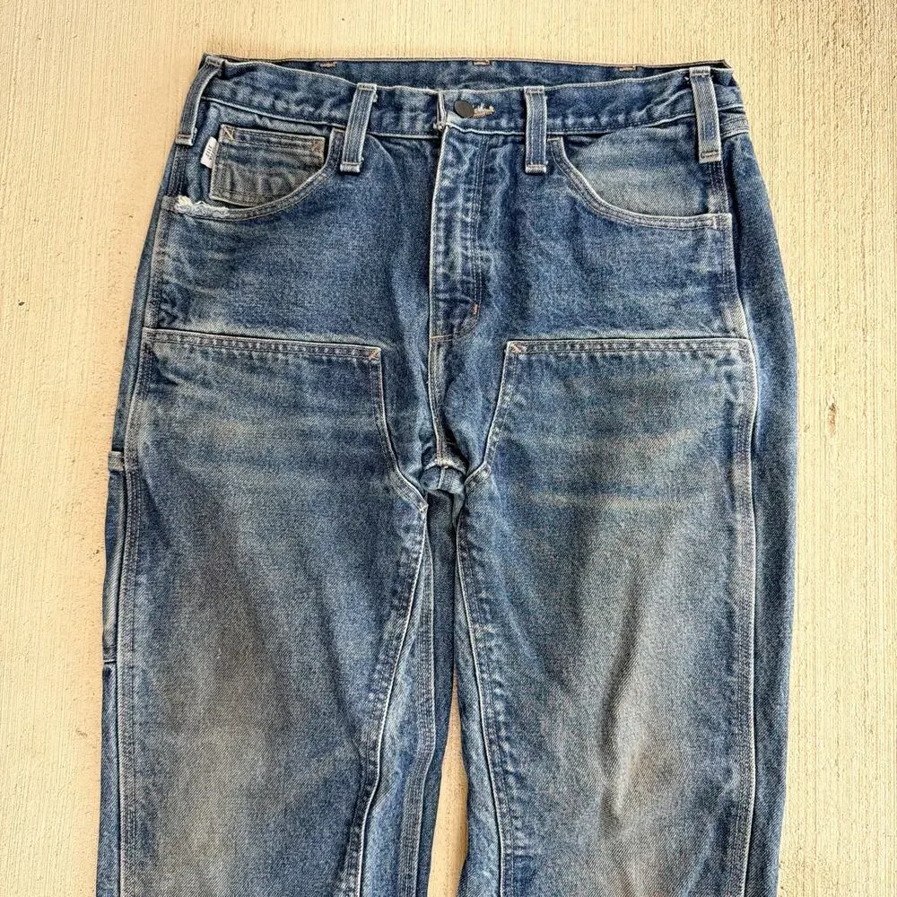 Carhartt denim blue jean double knee work wear carpenter pants